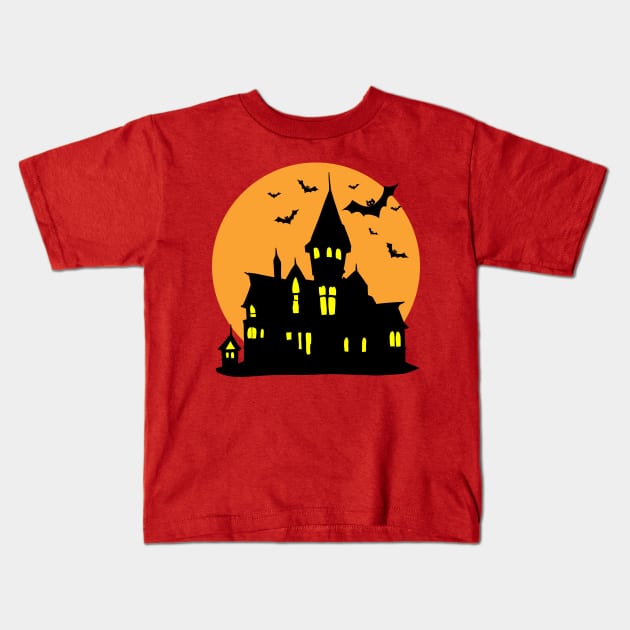 Scary Haunted House Kids T-Shirt by ShopBuzz